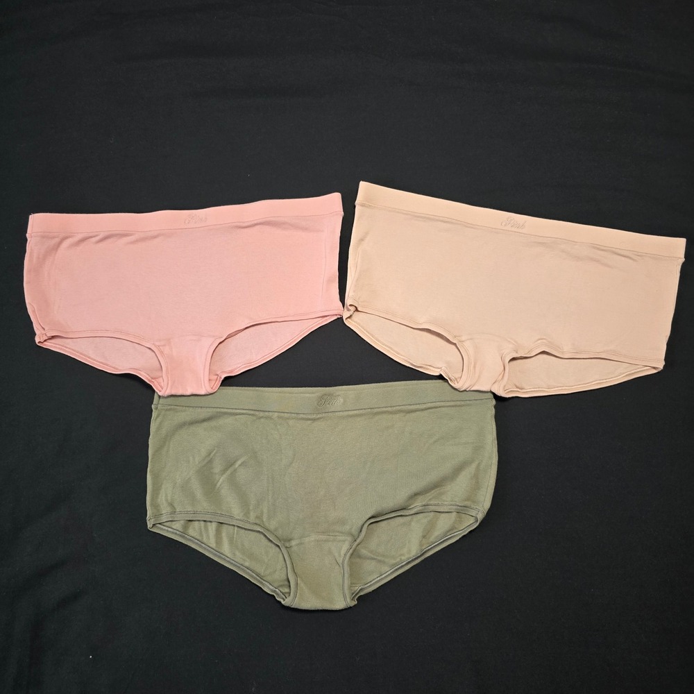 Victoria's Secret PINK Women's Size L Boyshort Panties 3 Pack Cotton